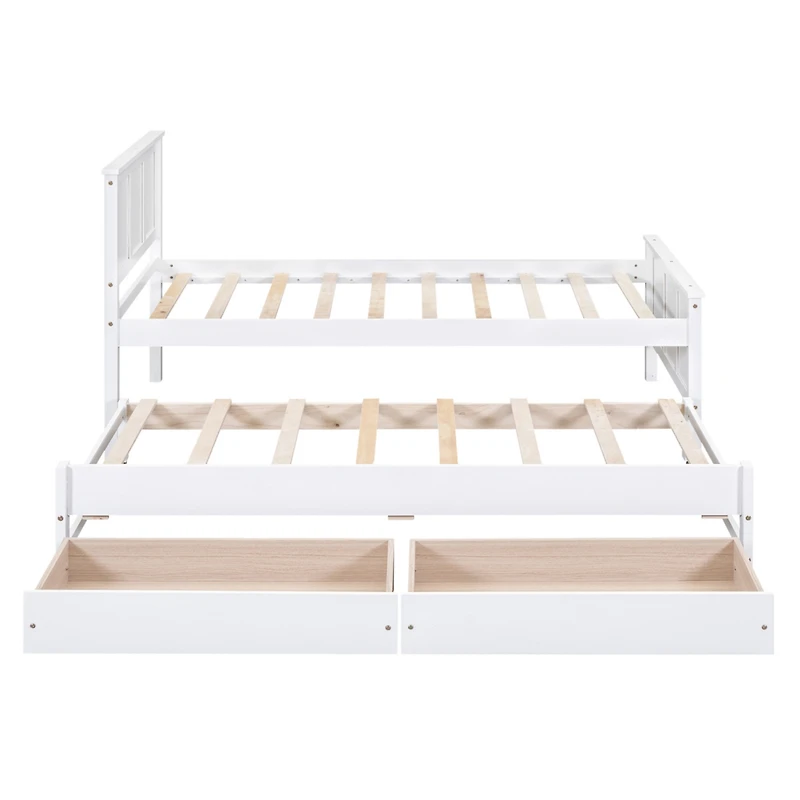 Simplie Fun Twin Size Platform Bed With Trundle And Drawers