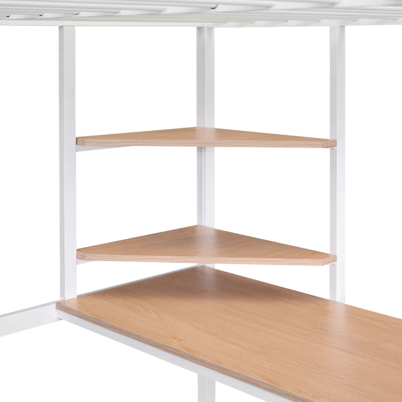 Streamdale Full Metal Loft Bed With Desk And Shelves
