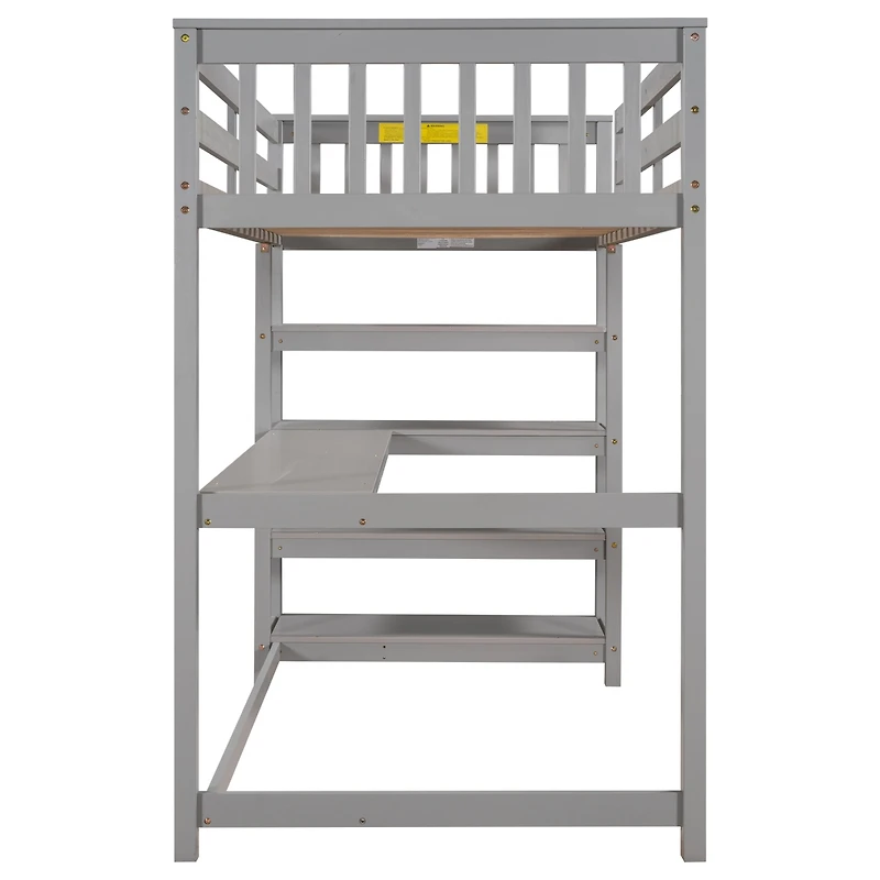 Streamdale Twin Loft Bed With Storage Shelves And Under-Bed Desk