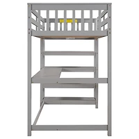 Streamdale Twin Loft Bed With Storage Shelves And Under-Bed Desk