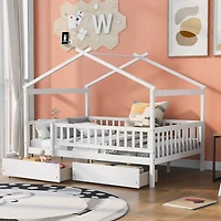 Streamdale Full Wooden House Bed With Two Drawers