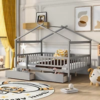 Streamdale Full Wooden House Bed With Two Drawers