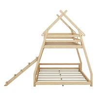 Streamdale Twin Over Queen House Bunk Bed With Climbing Nets And Ramp