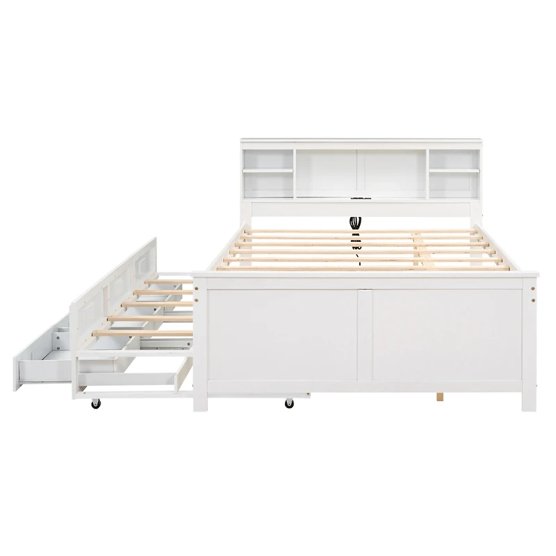 Streamdale Twin Platform Bed with Storage, Usb, Trundle, and Drawers