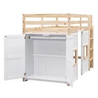 Streamdale Twin Loft Bed with Storage and Windows