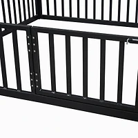 Streamdale Full Size Metal House Bed With Fence And Door