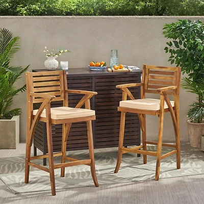 Streamdale Stylish Outdoor Barstool with Cushion (Set of 2)