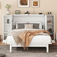 Streamdale Full Murphy Bed with Shelves, Drawers and Usb Ports, Gray