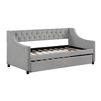 Streamdale Furniture Upholstered Daybed With Trundle, Twin Size Frame, Velvet