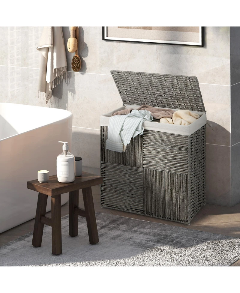 Slickblue 29 Gallons Laundry Hamper with Convenient Handles and Removable Liner Bag-Grey