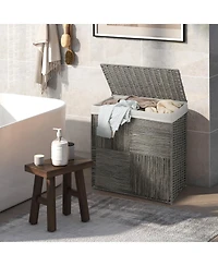 Slickblue 29 Gallons Laundry Hamper with Convenient Handles and Removable Liner Bag-Grey