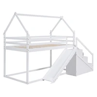 Streamdale Twin Over House Loft Or Bunk Bed With Slide And Staircase