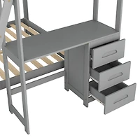 Streamdale Twin Over Full Bunk Bed With Built-In Desk And Three Drawers