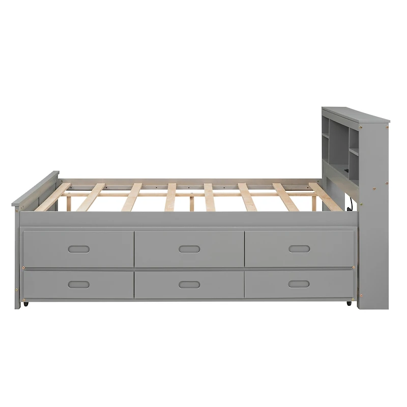 Streamdale Twin Platform Bed with Storage, Usb, Trundle, and Drawers