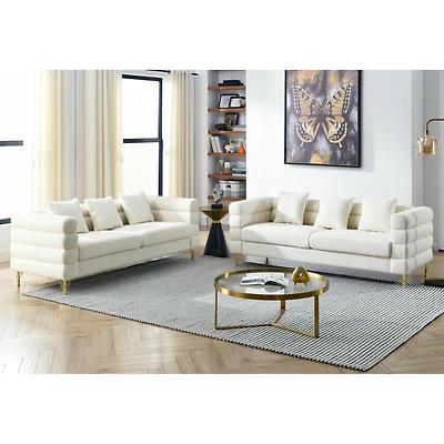 Streamdale 3 Seater + 3 Seater Combination Sofa.White Teddy(Ivory)