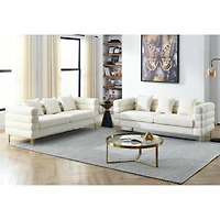 Streamdale 3 Seater + 3 Seater Combination Sofa.White Teddy(Ivory)