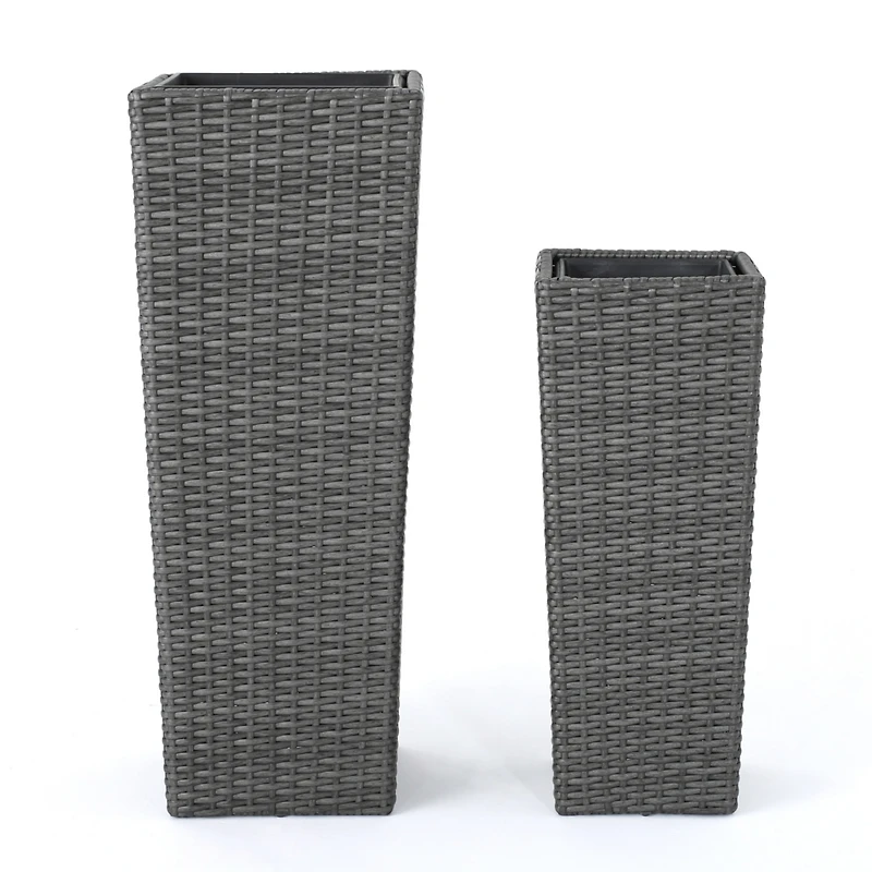 Streamdale Wicker & Iron Patio Planter Set - Elegant Herb & Flower Pots