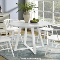 Streamdale Furniture Edo Contemporary Round Dining Table, Trestle Base, White Finish