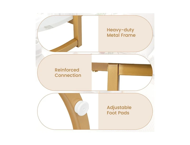 Slickblue Marble Coffee Table with Open Storage Shelf-White