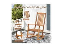 Slickblue Patio Rocking Chair Ergonomic High-Back Outdoor Rocker with Smooth Rocking Base