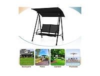 Slickblue 2-Seat Outdoor Canopy Swing with Comfortable Fabric Seat and Heavy-duty Metal Frame