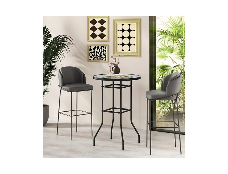 Slickblue 38 Inch Patio Bar Table with Tempered Glass Tabletop