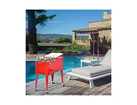 Slickblue Red Portable Outdoor Patio Cooler Cart