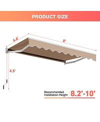 Slickblue 8 x 6.6 Feet Patio Retractable Awning with Manual Crank Handle