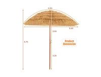 Slickblue 6.5 Feet Portable Thatched Tiki Beach Umbrella with Adjustable Tilt