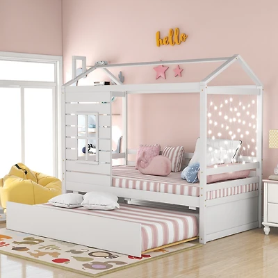 Streamdale Twin Size House Bed Wood Bed With Twin Size Trundle