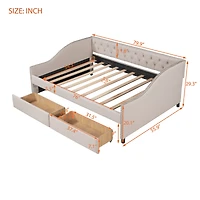 Streamdale Upholstered Daybed With Two Drawers, Wood Slat Support Full