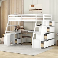 Streamdale Twin Loft Bed With 7 Drawers 2 Shelves And Desk