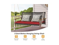 Slickblue 2-Person Rattan Hanging Porch Swing Chair