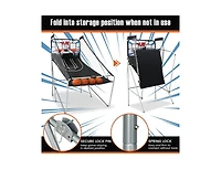 Slickblue Foldable Dual Shot Basketball Arcade Game with Electronic Scoring System