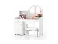 Slickblue Kids Vanity Table and Chair Set with Shelves Drawer Cabinet