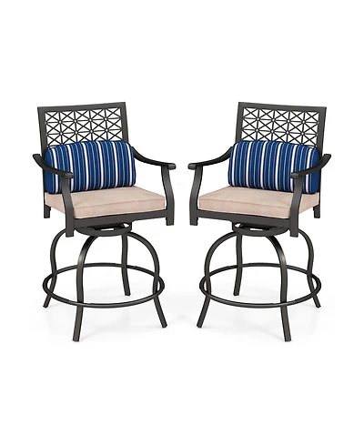 Slickblue Set of 2 Outdoor Bar Height Chair with Soft Cushions