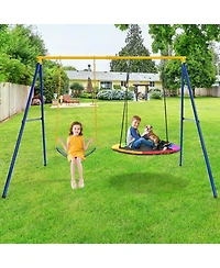 Slickblue 660 Lbs Extra-Large A-Shaped Swing Stand with Anti-Slip Footpads (Without Seat)-Yellow