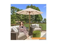 9.5 Feet Pulley Lift Round Patio Umbrella with Fiberglass Ribs