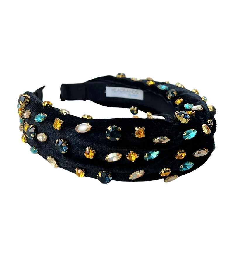 Women s Traditional Knot Headband - Velvet Black Gem
