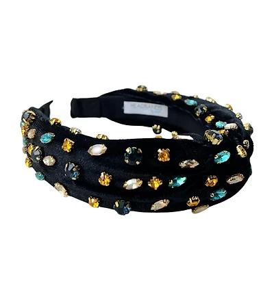 Women s Traditional Knot Headband - Velvet Black Gem