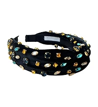 Women s Traditional Knot Headband - Velvet Black Gem