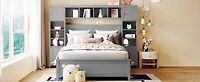 Streamdale Full Size Wooden Bed With All-In-One Cabinet And Shelf