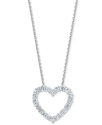 Diamond Open Heart Pendant Necklace (1 ct. t.w.) in 14k White Gold, 16" + 2" extender