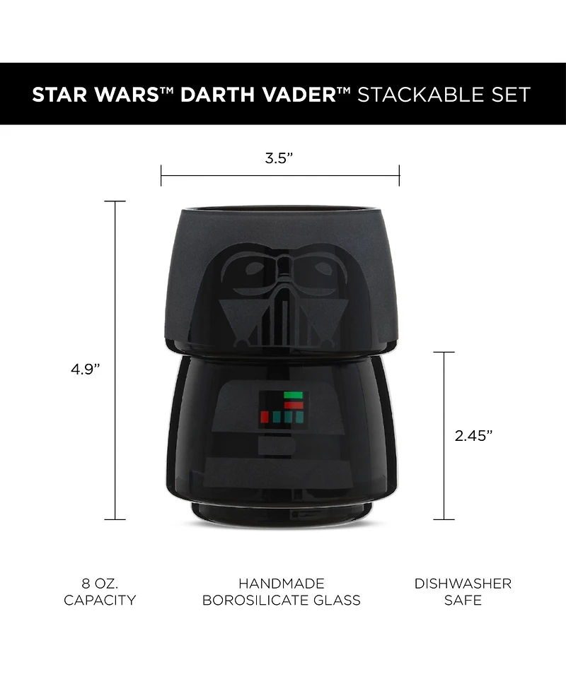 JoyJolt Star Wars Stackable Character Collection Darth Vader Stackable Glasses - 8 oz