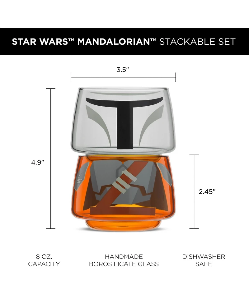 JoyJolt Star Wars Stackable Character Collection Mandalorian Stackable Glasses - 8 oz