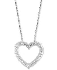 Diamond Open Heart Pendant Necklace (1 ct. t.w.) in 14k White Gold, 16" + 2" extender