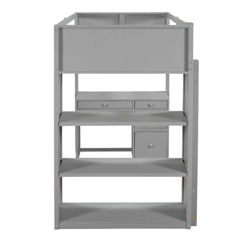 Streamdale Twin Loft Bed With Ladder, Shelves, And Desk