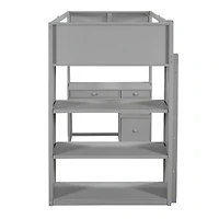 Streamdale Twin Loft Bed With Ladder, Shelves, And Desk
