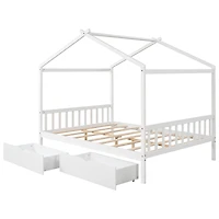 Streamdale Platform Bed with Drawers, Headboard, and Roof Design