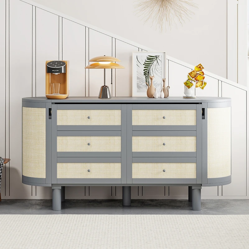 Full Murphy Bed with Hidden Storage & Modern Woven Design